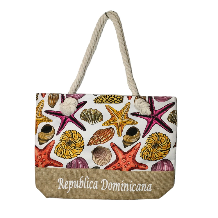 Custom Logo Canvas Large Tropical Tote Bag Souvenir Beach Bag with City Names