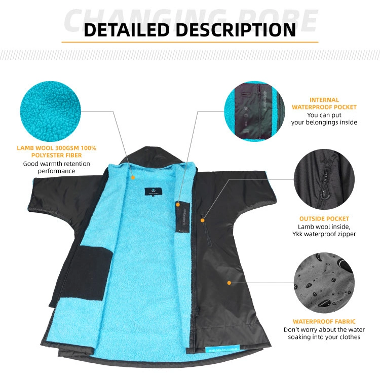 Long Sleeve Drying Robe Waterproof Surfing Poncho Coat Adult Changing Robe