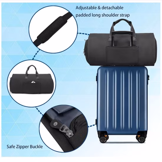 Bolsa de ropa convertible con correa para el hombro Compartimento para zapatos Bolsas para trajes de viaje Bolsa de lona para ropa 2 en 1